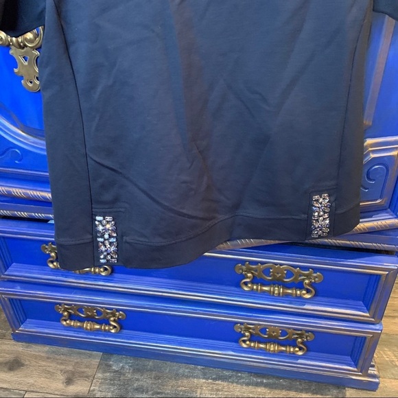 Adrianna Papell Blouse Top Black Short Sleeve Small - Picture 3 of 4